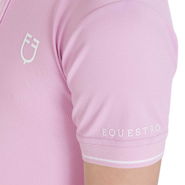 Polo d'entraînement technique enfant en tissu antibactérien Equestro Lilas Bleu