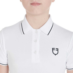 Polo d'entraînement technique enfant en tissu antibactérien Equestro Blanc