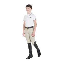 Polo d'entraînement technique enfant en tissu antibactérien Equestro Blanc