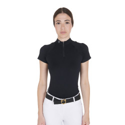 Polo d'entraînement technique ajusté avec fermeture éclair femme Equestro Noir