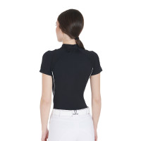 Polo d'entraînement technique ajusté avec fermeture éclair femme Equestro Noir Polo d'entraînement technique ajusté avec fermeture éclair femme Equestro Noir
