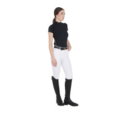 Polo d'entraînement technique ajusté avec fermeture éclair femme Equestro Noir