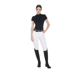 Polo d'entraînement technique ajusté avec fermeture éclair femme Equestro Noir