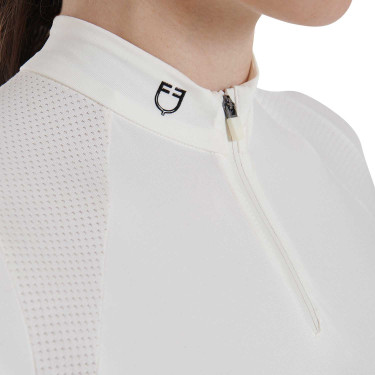 Polo d'entraînement technique ajusté avec fermeture éclair femme Equestro Blanc Polo d'entraînement technique ajusté avec fermeture éclair femme Equestro Blanc