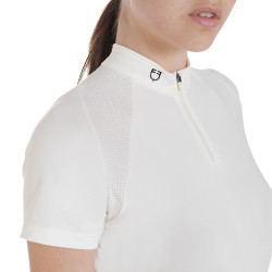 Polo d'entraînement technique ajusté avec fermeture éclair femme Equestro Blanc Polo d'entraînement technique ajusté avec fermeture éclair femme Equestro Blanc