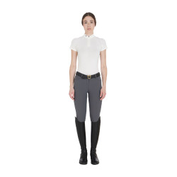 Polo d'entraînement technique ajusté avec fermeture éclair femme Equestro Blanc Polo d'entraînement technique ajusté avec fermeture éclair femme Equestro Blanc