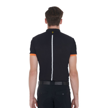 Polo d'entraînement homme avec fermeture éclair et détails contrastés Equestro Polo d'entraînement homme avec fermeture éclair et détails contrastés Equestro