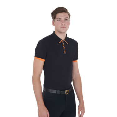 Polo d'entraînement homme avec fermeture éclair et détails contrastés Equestro Polo d'entraînement homme avec fermeture éclair et détails contrastés Equestro