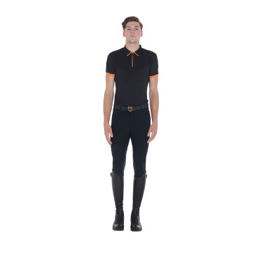 Polo d'entraînement homme avec fermeture éclair et détails contrastés Equestro Polo d'entraînement homme avec fermeture éclair et détails contrastés Equestro