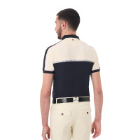 Polo d'entraînement bicolore ajusté manches courtes avec fermeture éclair homme Equestro Beige / noir Polo d'entraînement bicolore ajusté manches courtes avec fermeture éclair homme Equestro Beige / noir