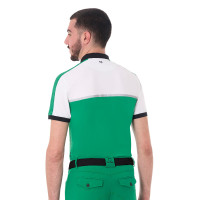 Polo d'entraînement bicolore ajusté manches courtes avec fermeture éclair homme Equestro Beige / noir Polo d'entraînement bicolore ajusté manches courtes avec fermeture éclair homme Equestro Beige / noir