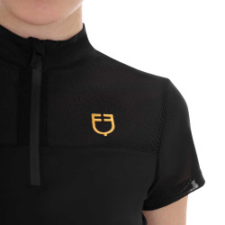 Polo avec inserts en mesh femme Equestro Noir