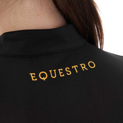 Polo avec inserts en mesh femme Equestro Noir