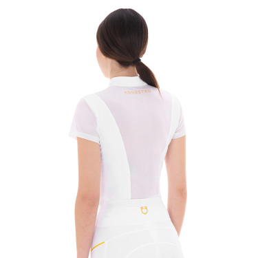 Polo met mesh-inzetten dames Equestro Wit