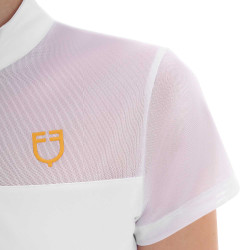 Polo met mesh-inzetten dames Equestro Wit