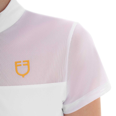 Polo met mesh-inzetten dames Equestro Wit