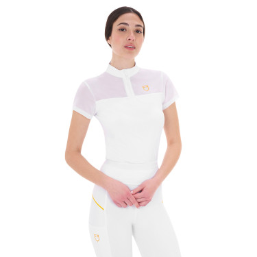 Polo met mesh-inzetten dames Equestro Wit