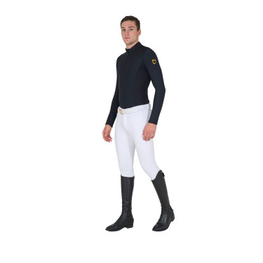 Polo d'entraînement ajusté manches longues homme Equestro Noir