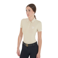 Polo d'entraînement ajusté en tissu respirant femme Equestro Beige
