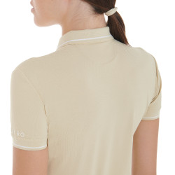 Polo d'entraînement ajusté en tissu respirant femme Equestro Beige Polo d'entraînement ajusté en tissu respirant femme Equestro Beige