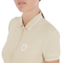 Polo d'entraînement ajusté en tissu respirant femme Equestro Beige Polo d'entraînement ajusté en tissu respirant femme Equestro Beige
