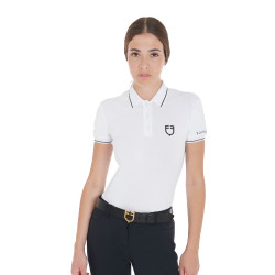 Polo d'entraînement ajusté en tissu respirant femme Equestro Blanc Polo d'entraînement ajusté en tissu respirant femme Equestro Blanc