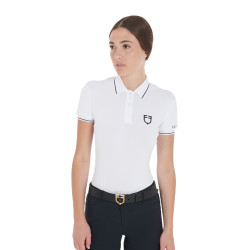 Polo d'entraînement ajusté en tissu respirant femme Equestro Blanc Polo d'entraînement ajusté en tissu respirant femme Equestro Blanc
