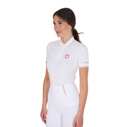 Polo d'entraînement ajusté en tissu respirant femme Equestro Blanc / chèvrefeuille Polo d'entraînement ajusté en tissu respirant femme Equestro Blanc / chèvrefeuille