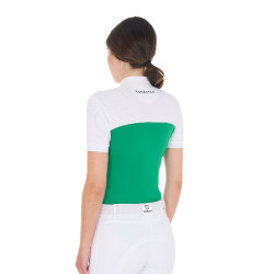 Polo ajusté en tissu technique et mesh manches courtes femme Equestro Vert outremer Polo ajusté en tissu technique et mesh manches courtes femme Equestro Vert outremer