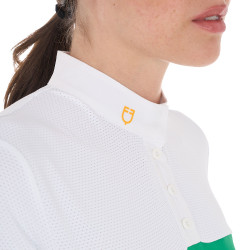 Polo ajusté en tissu technique et mesh manches courtes femme Equestro Vert outremer Polo ajusté en tissu technique et mesh manches courtes femme Equestro Vert outremer