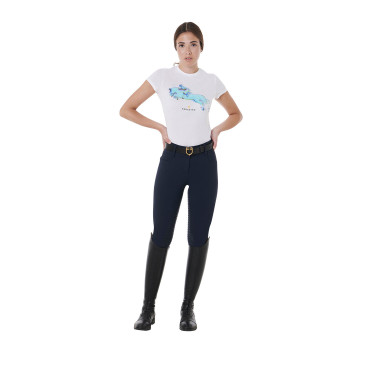 Pantalon taille haute avec grip intégral femme Equestro Marine Bleu marine