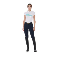 Pantalon taille haute avec grip intégral femme Equestro Marine Bleu marine