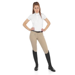 Pantalon femme Selene en coton stretch Equestro Beige Pantalon femme Selene en coton stretch Equestro Beige
