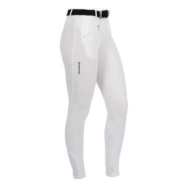 Pantalon femme Selene avec grip genou en coton stretch Equestro Blanc Pantalon femme Selene avec grip genou en coton stretch Equestro Blanc