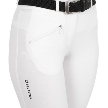 Pantalon femme Selene avec grip genou en coton stretch Equestro Blanc Pantalon femme Selene avec grip genou en coton stretch Equestro Blanc