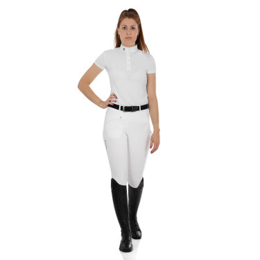 Pantalon femme Selene avec grip genou en coton stretch Equestro Blanc Pantalon femme Selene avec grip genou en coton stretch Equestro Blanc