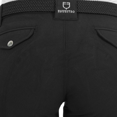 Pantalon femme Race en coton stretch Equestro Noir Pantalon femme Race en coton stretch Equestro Noir