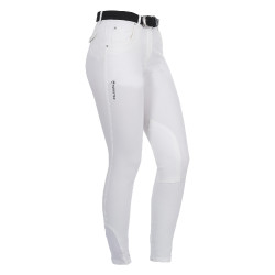Pantalon femme Race en coton stretch Equestro Blanc
