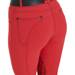 Pantalon femme avec grip genou en tissu technique Xeni Equestro Rouge Pantalon femme avec grip genou en tissu technique Xeni Equestro Rouge