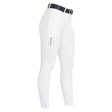 Pantalon femme avec grip genou en tissu technique Clio Equestro Blanc Pantalon femme avec grip genou en tissu technique Clio Equestro Blanc