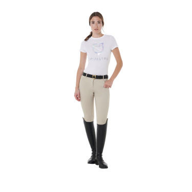 Damesbroek met volledig grip Aria van technisch stof Equestro Oxfordbruin Roze