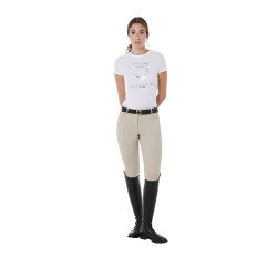 Pantalon femme avec grip intégral Aria en tissu technique Equestro Oxford tan Rose