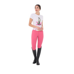 Pantalon femme avec grip intégral Aria en tissu technique Equestro Chèvrefeuille Rose