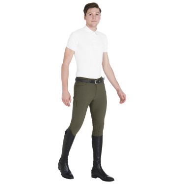 Slim-fit broek met grip heren met logo Caspar Equestro Legergroen Blauw