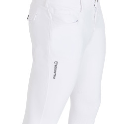 Slim-fit broek met grip heren met logo Caspar Equestro Wit