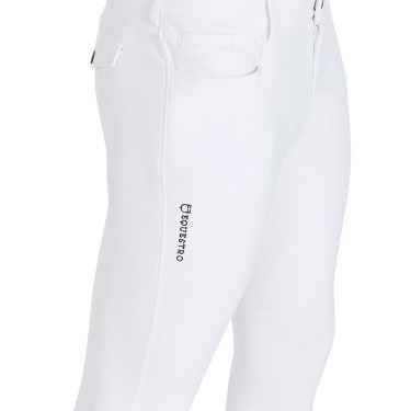Slim-fit broek met grip heren met logo Caspar Equestro Wit