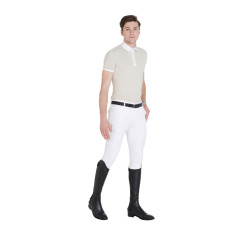 Slim-fit broek met grip heren met logo Caspar Equestro Wit