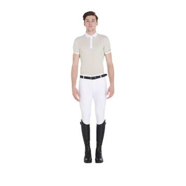 Slim-fit broek met grip heren met logo Caspar Equestro Wit