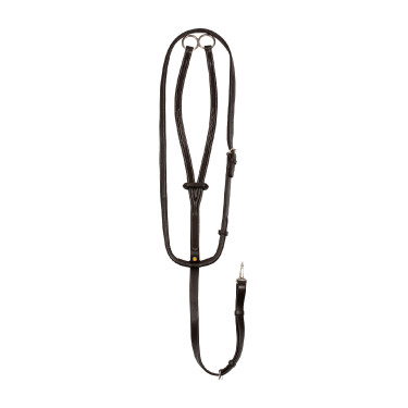 Martingale en cuir avec surpiqûres contrastantes Equestro Marron foncé