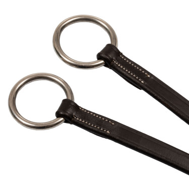 Lederen martingaal met zilverkleurige stiksels Equestro Donkerbruin